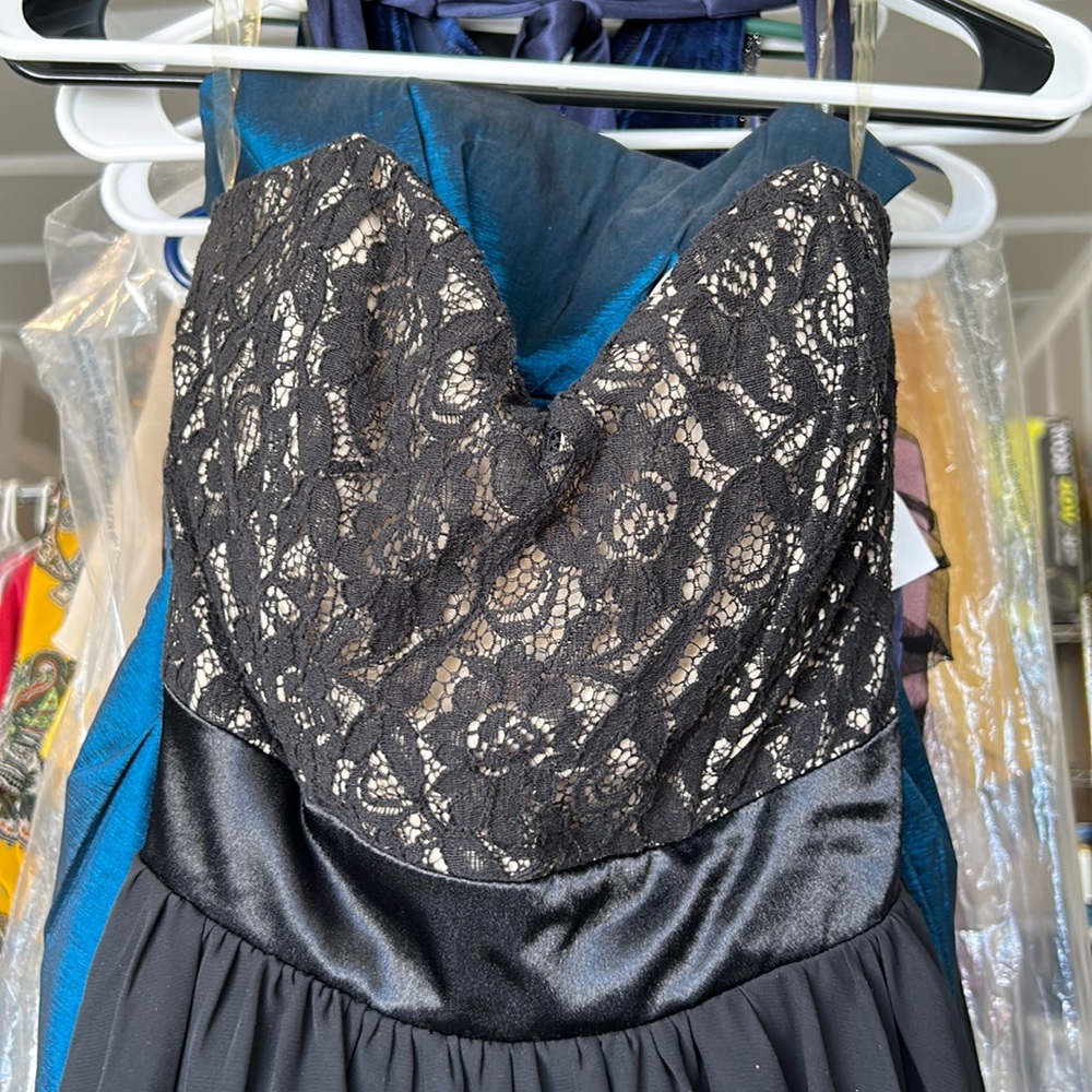 Black lace dress. Strapless